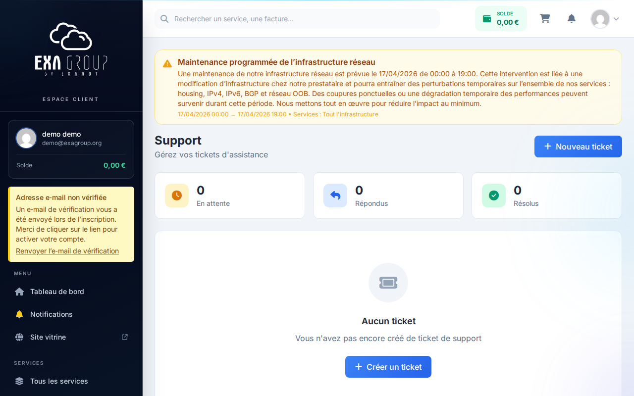 Liste des tickets — tableau avec statuts colorés